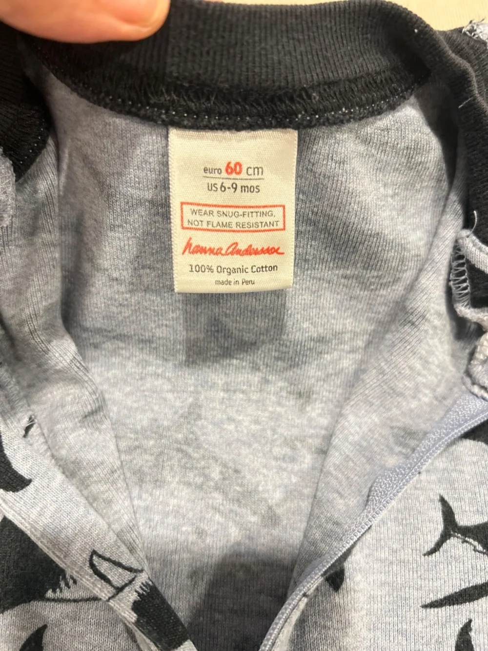Hanna Andersson Navy Blue Shark Sleeper 6 to 9 Months - Picture 7 of 11